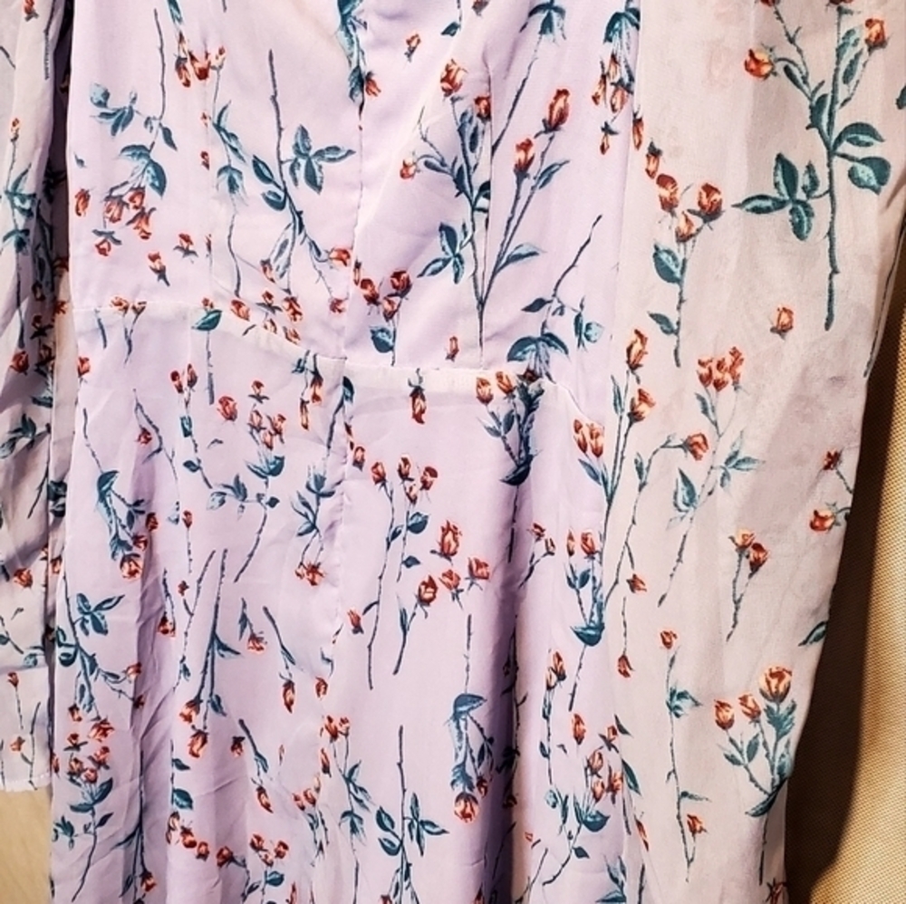 Missguided Floral Lilac Square Neckline Mini Dress Size 4 NWT - Picture 6 of 12
